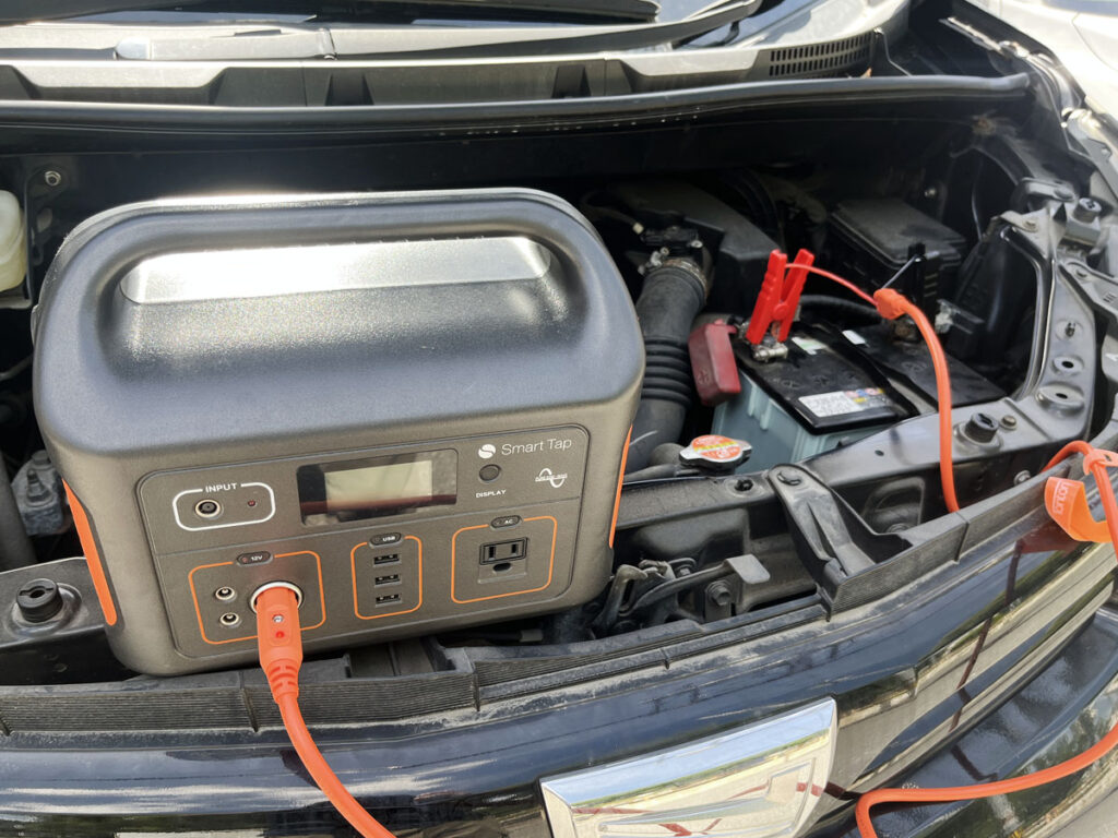 ポータブル電源から直接バッテリーに接続