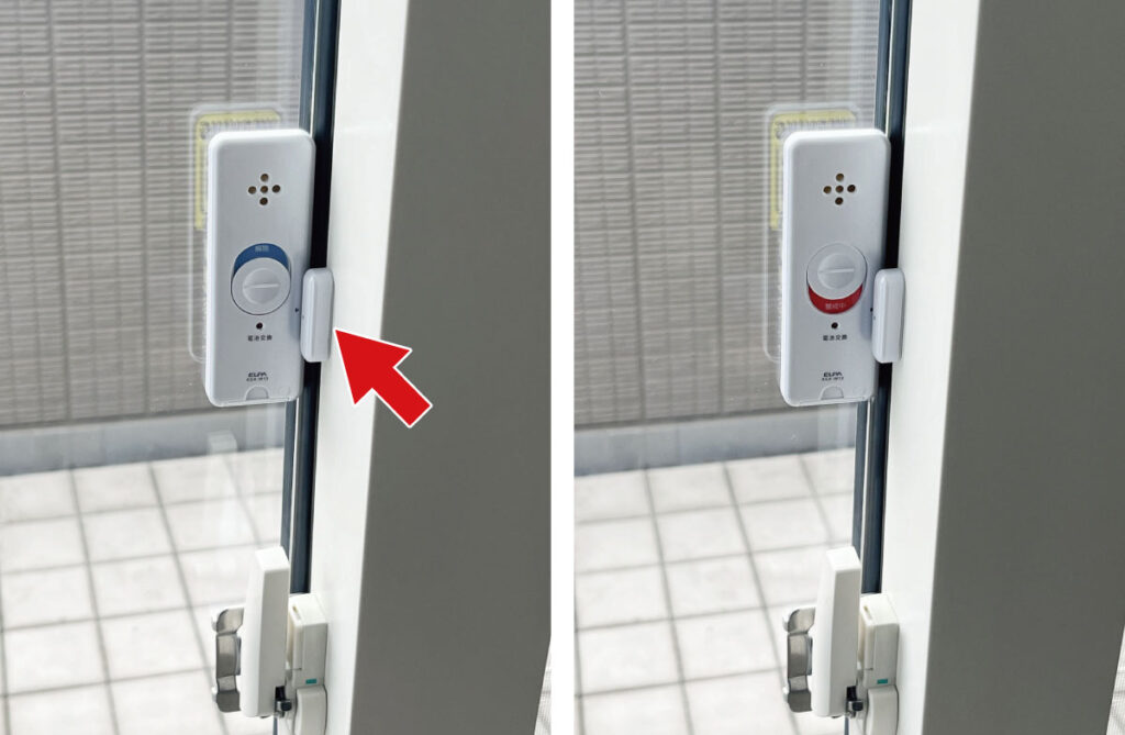 ELPA窓ピタッアラーム取付方法：マグネットの貼り付け・動作確認