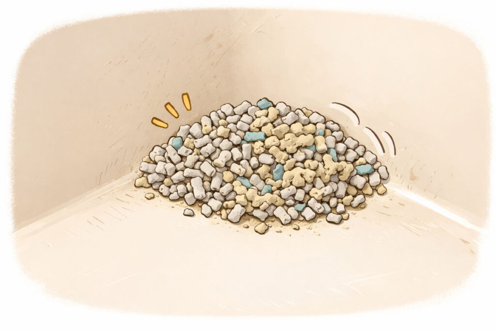 なぜ猫砂はトイレの底にへばりつくのか?主な3つの原因