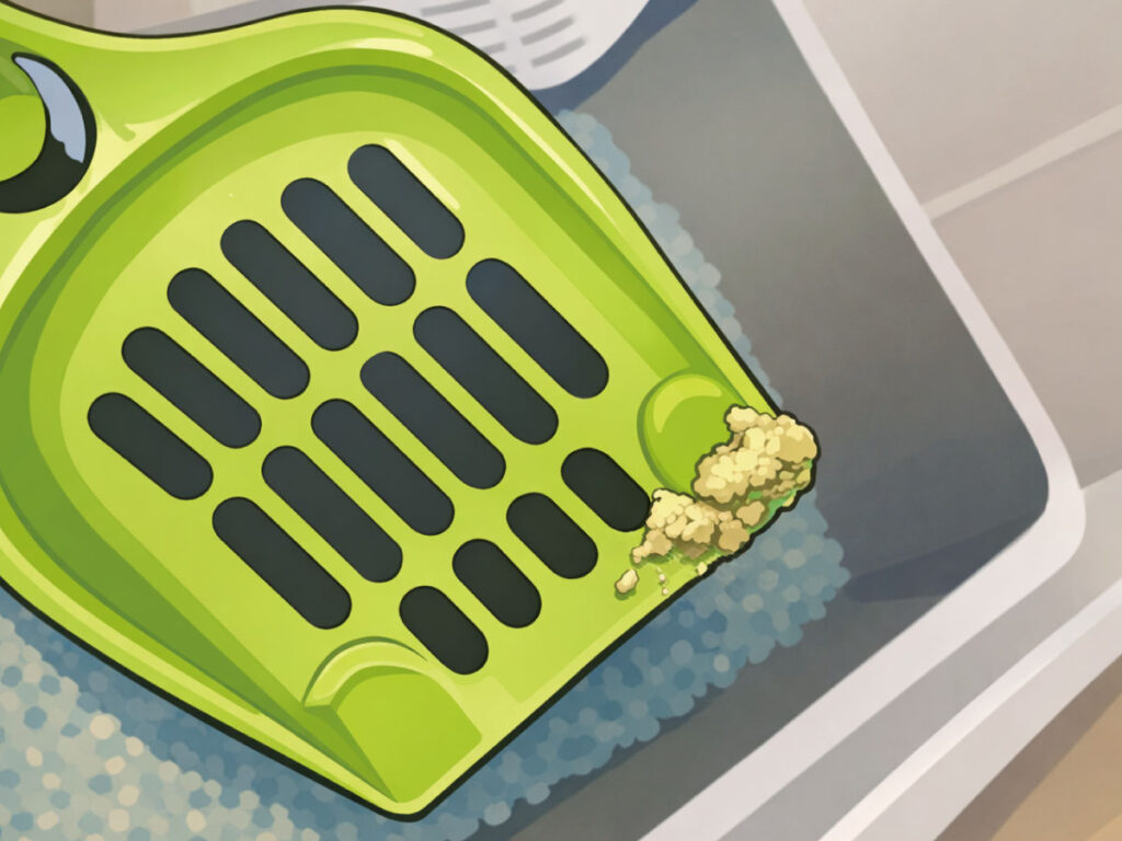 猫砂がスコップにこびりつく原因